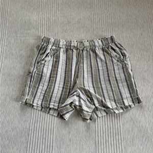 Briggs New York Women's Striped Green, Gray and White Shorts